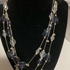 Blue layered necklace, statement necklace, y2k, necklace stack, maximalist